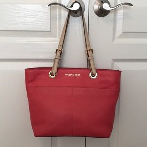 Michael Kors Medium Leather Tote in Coral